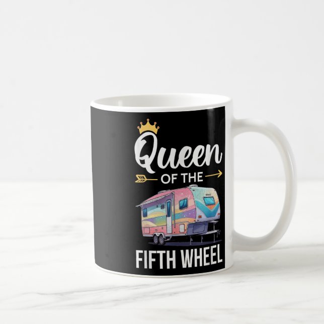 Caneca De Café Queen Of The Fifth Wheel Camping Love Camper Vacat (Direita)