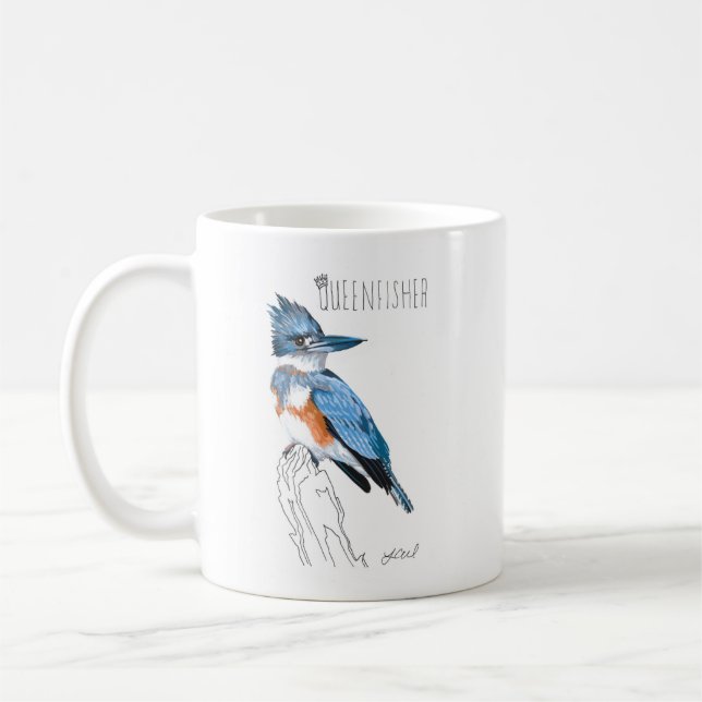 Caneca De Café Queenfisher (Belted Kingfisher) (Esquerda)