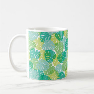 Caneca De Café Queijo e palma exótica monstera tropical