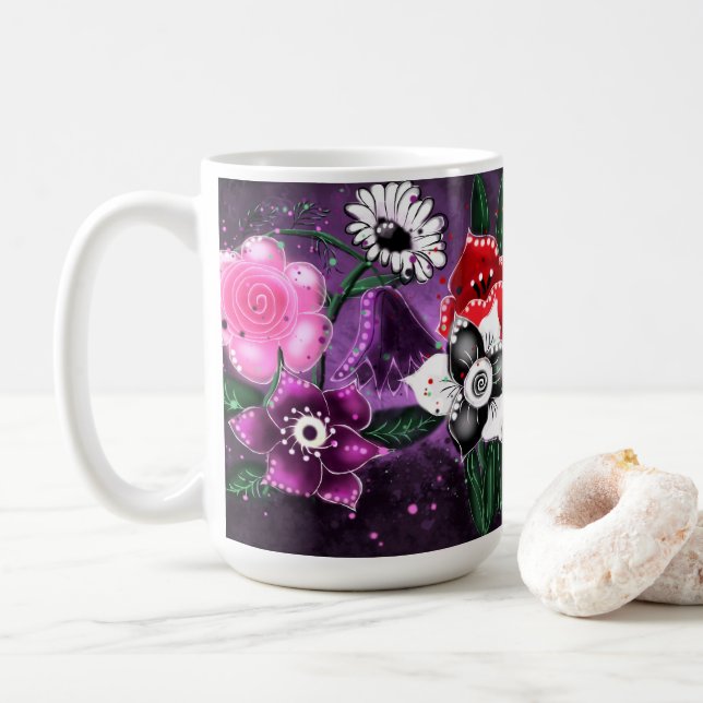 Caneca De Café Queijo-preto-rosado-branco-palha-margarida-rosada- (Com Donut)