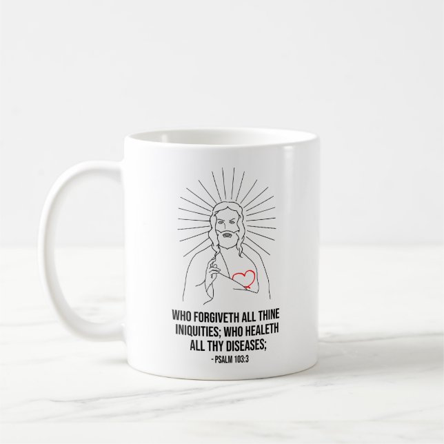 Caneca De Café Quem perdoa todas as suas iniquidades cristãs (Esquerda)