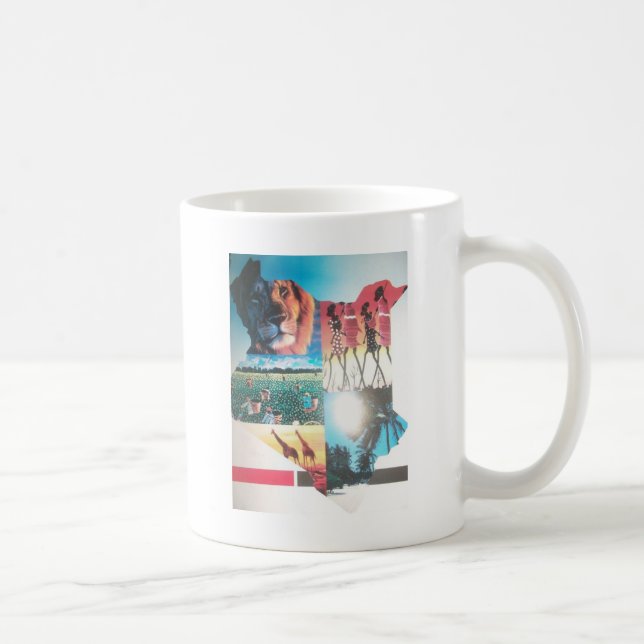 Caneca De Café Quênia: Vida Selvagem, Cultura e Praia Costeira (Direita)