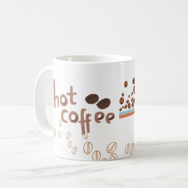 Caneca de Café Quente Fofa (Frente Esquerda)