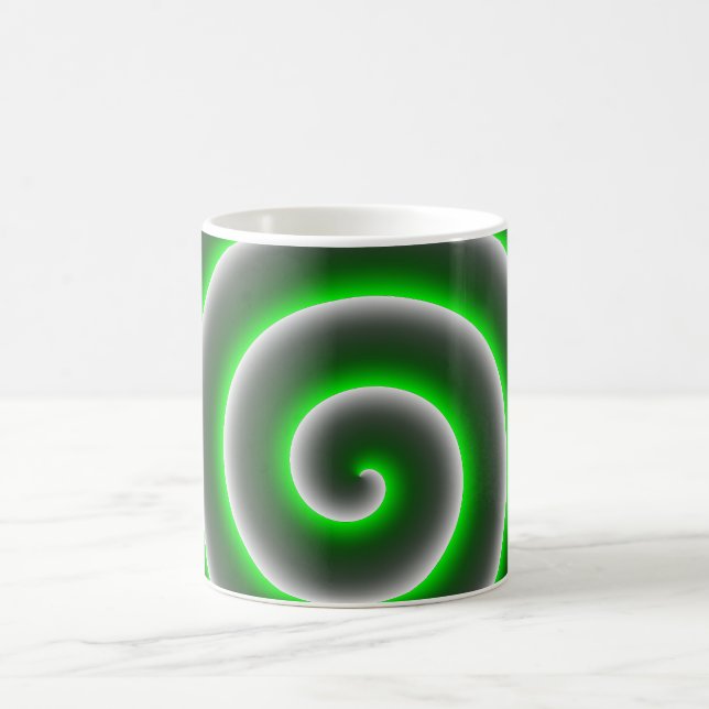 Caneca De Café Quer mudar a cor? Espiral verde chamativo. (Centro)