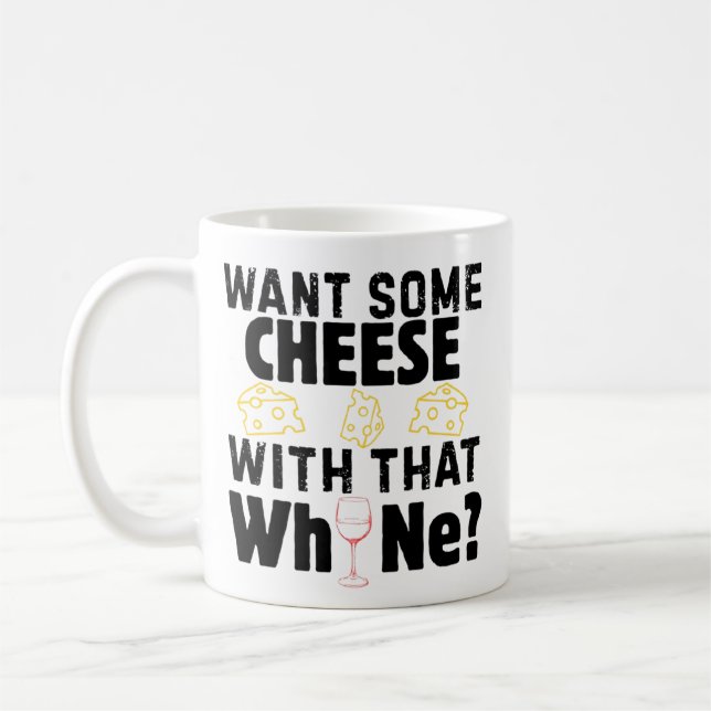 Caneca De Café Quer um pouco de queijo com esse choro? (Preto) (Esquerda)