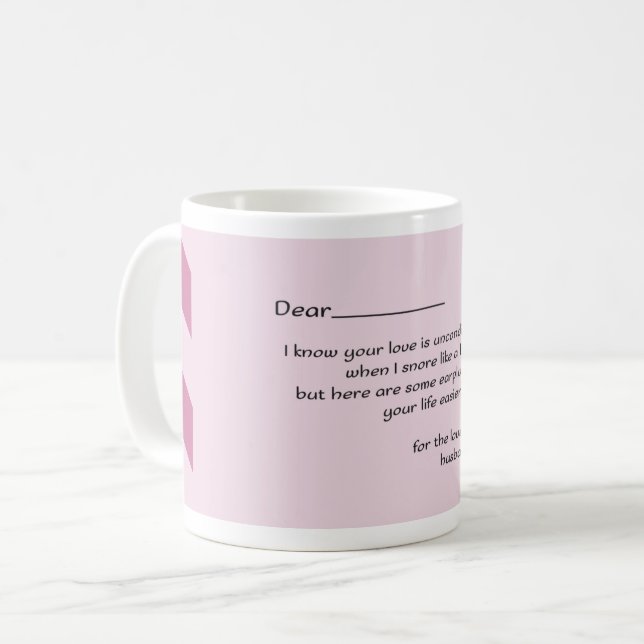 Caneca De Café Querida Esposa: Engraçada Carta Design (Frente Esquerda)