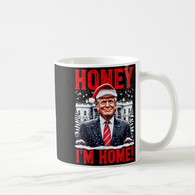 Caneca De Café Querida, Estou em Casa! Trump Natal Divertido  (Direita)