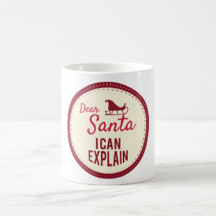 Caneca De Café Querido Papai Noel, eu posso explicar, Ditos engra