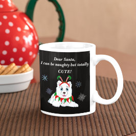 Caneca De Café Querido Papai Noel, Samoyed Travesso Com Toca de E