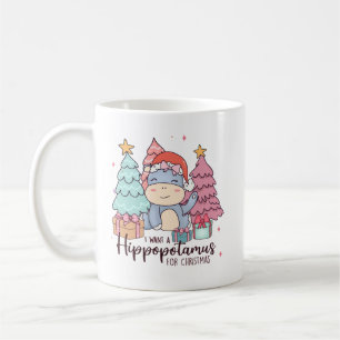 Caneca De Café Quero um Hippopotamus no Natal