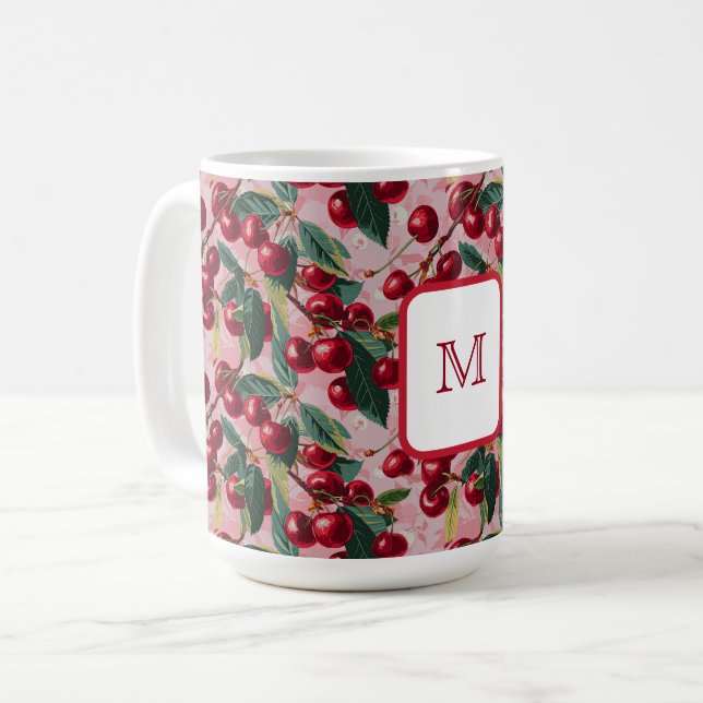 Caneca De Café Quic Monogramas, cor-de-rosa, "Cherry Pop" (Frente Esquerda)