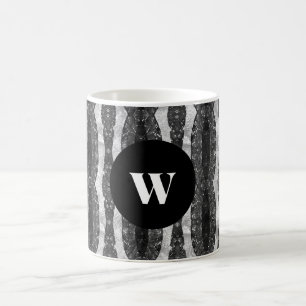 Caneca De Café Quic, preto e branco, monograma ortográfico