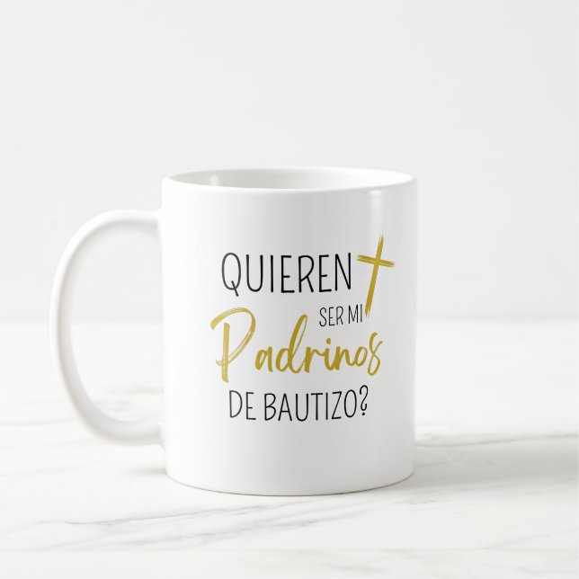 Caneca De Café Quieren Ser Mis Padrinos De Bautizo 2023 Mug (Esquerda)