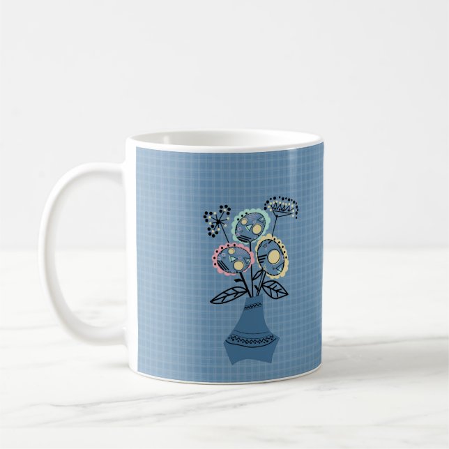 Caneca De Café Quilling, flores em vaso (Esquerda)