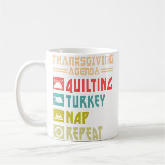 Caneca De Café Quilt Turkey Nap Repeat Funny Quilting Thanksgivin