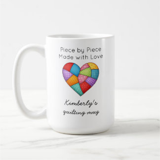 Caneca De Café Quilting Colorful Patchwork Heart Sewing