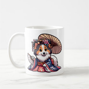 Caneca De Café Quimono de Cachorro Shetland Sheepdog