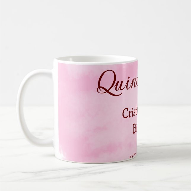 Caneca De Café Quinceanera anos 15 de aniversário adicione nome t (Esquerda)