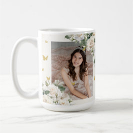 Caneca De Café Quinceañera Ivory White Floral Dress Princesa Dour