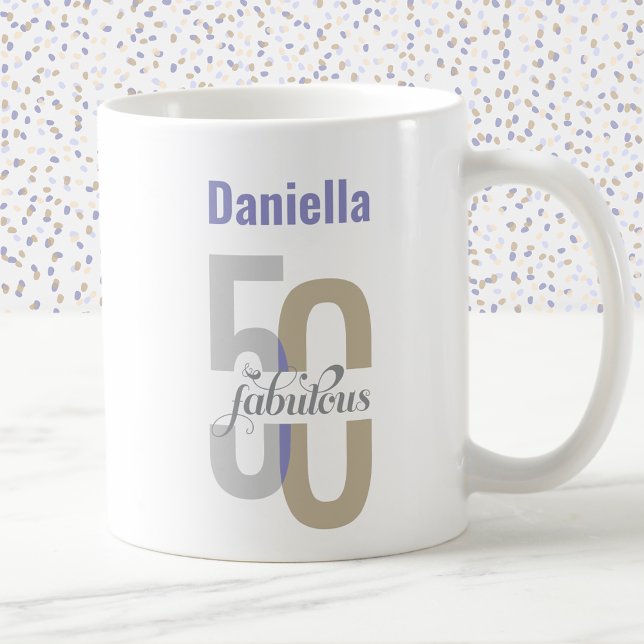 Caneca De Café Quinquenta e fabuloso 50º aniversário Personalizad (Criador carregado)