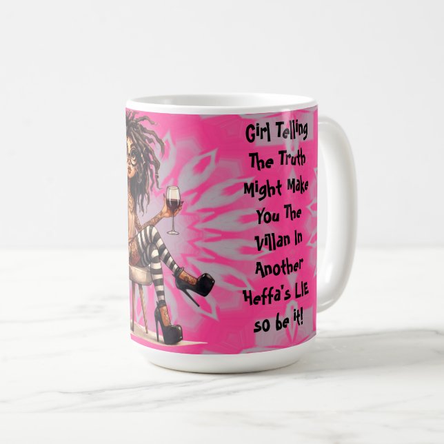 Caneca De Café Quirky Girl Tattoo & Wine Truler Teller (Frente Esquerda)