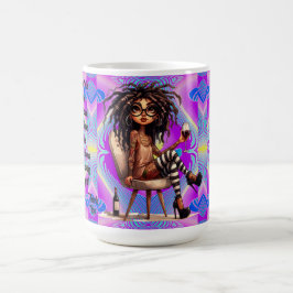 Caneca De Café Quirky Lady Tattoos & Wine Light Mug