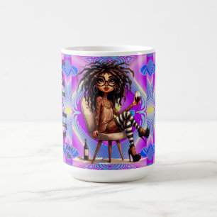 Caneca De Café Quirky Lady Tattoos & Wine Light Mug