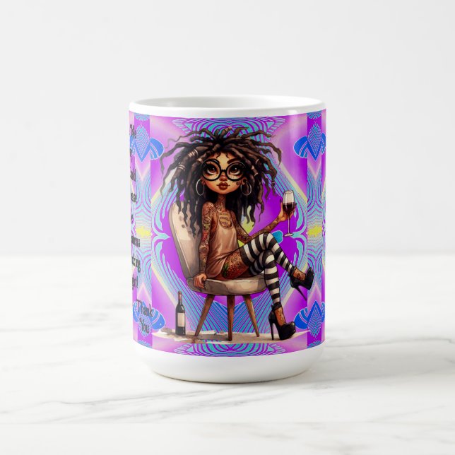 Caneca De Café Quirky Lady Tattoos & Wine Light Mug (Centro)