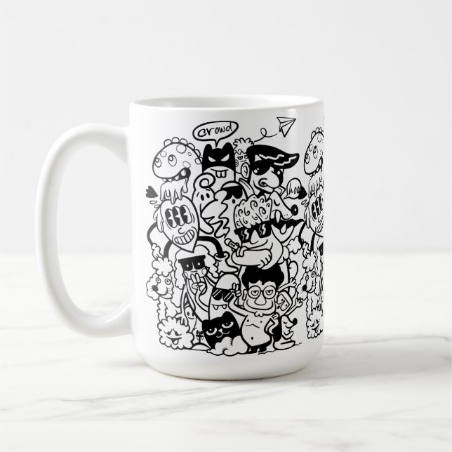Caneca De Café Quirky Personagem de desenho animado Crowd (Esquerda)