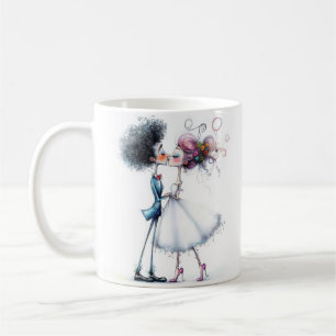 Caneca De Café Quirky Wedding Bride e Groom