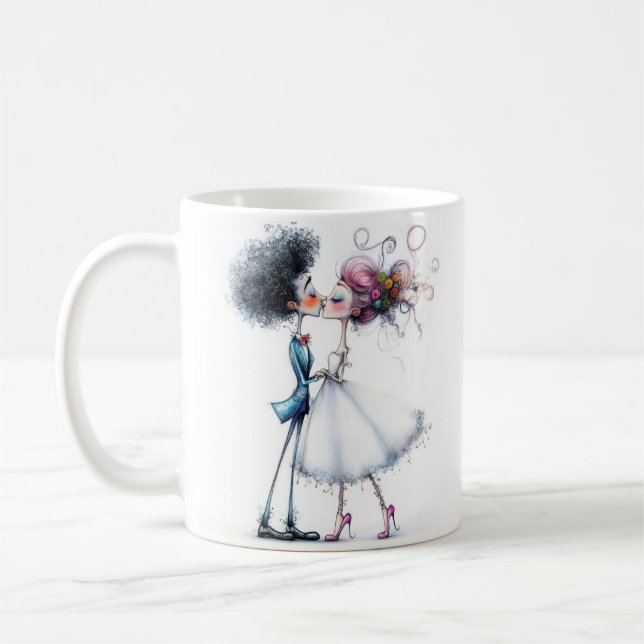 Caneca De Café Quirky Wedding Bride e Groom (Esquerda)