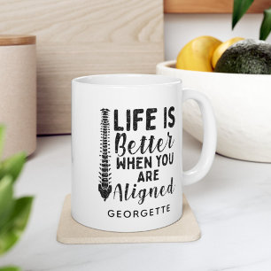 Caneca De Café Quiropraxista Colega A Vida é Melhor Quando Alinha