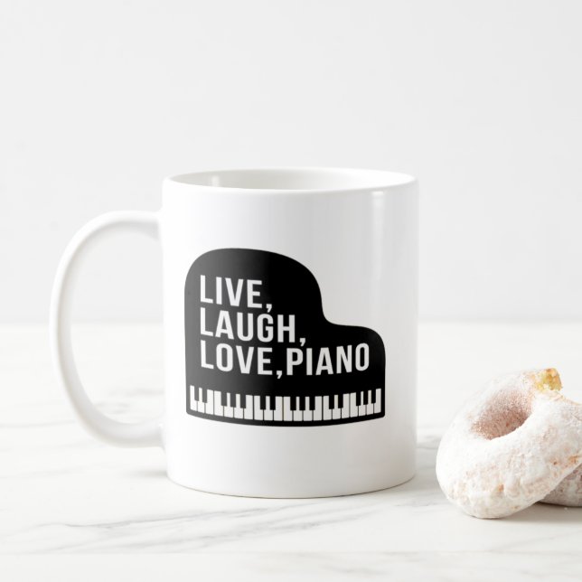 Caneca De Café Quitação do Piano Grande Pianista do Live Laugh Lo (Com Donut)