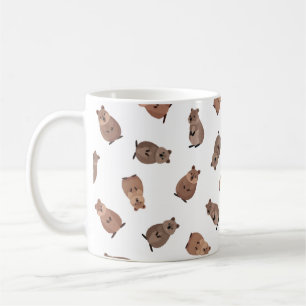 Caneca De Café Quokkas Ilustrados em Branco