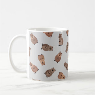 Caneca De Café Quokkas Ilustrados em Cinza Claro