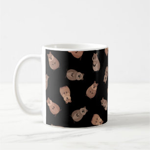 Caneca De Café Quokkas Ilustrados em Preto