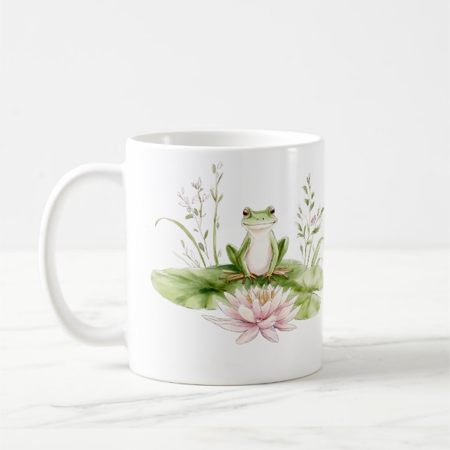 Caneca De Café Rã Verde Aquarela  (Esquerda)