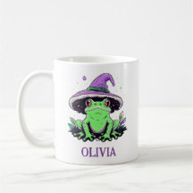 Rã Verde Usando Chapéu de Bruxa Roxo