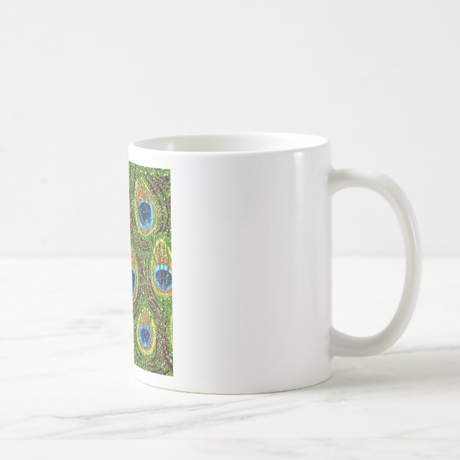 Caneca De Café RAB Rockabilful Colorful Peacock Feather Impressão (Direita)