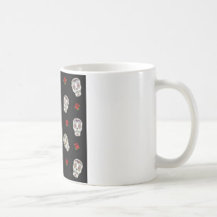 Caneca De Café RAB Rockabilly Açúcares Caveiras Rosas Em Preto