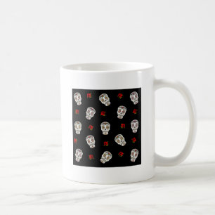 Caneca De Café RAB Rockabilly Açúcares Caveiras Rosas Em Preto
