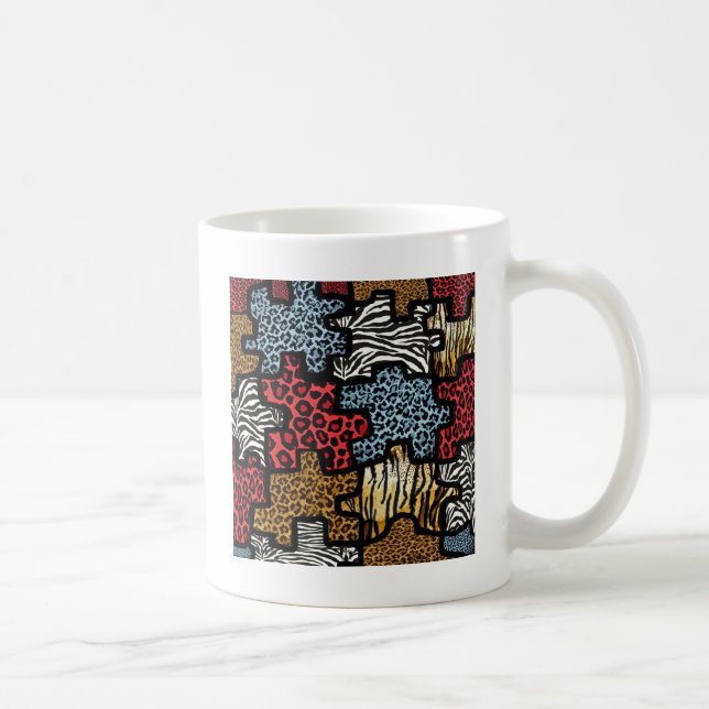Caneca De Café RAB Rockabilly Animal Print Quebra-cabeça (Direita)