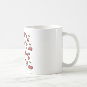 Caneca De Café RAB Rockabilly Cerejas Muito Vermelhas Em Branco