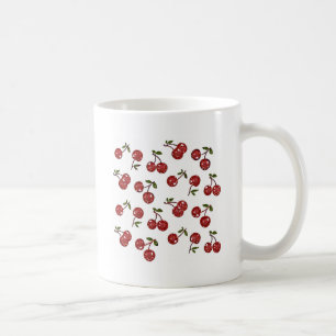 Caneca De Café RAB Rockabilly Cerejas Muito Vermelhas Em Branco