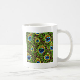 Caneca De Café RAB Rockabilly Colorido Estampa de Penas de Pavão