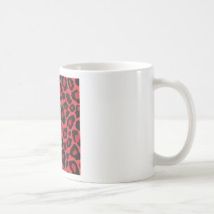 Caneca De Café RAB Rockabilly Estampa de Leopardo Vermelho Preto