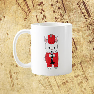 Caneca De Café Rabbit Clarinet Marching Banda Vermelho Branco