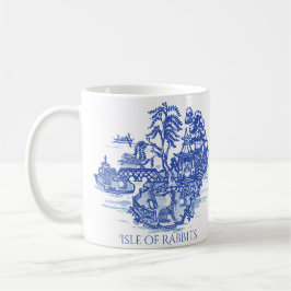 Caneca De Café Rabbit Island Blue Willow Whimsical Asian Patterno