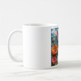 Caneca De Café Rabbit with flowers art mug