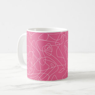 Caneca De Café Rabiscos abstratos brancos em fundo rosa